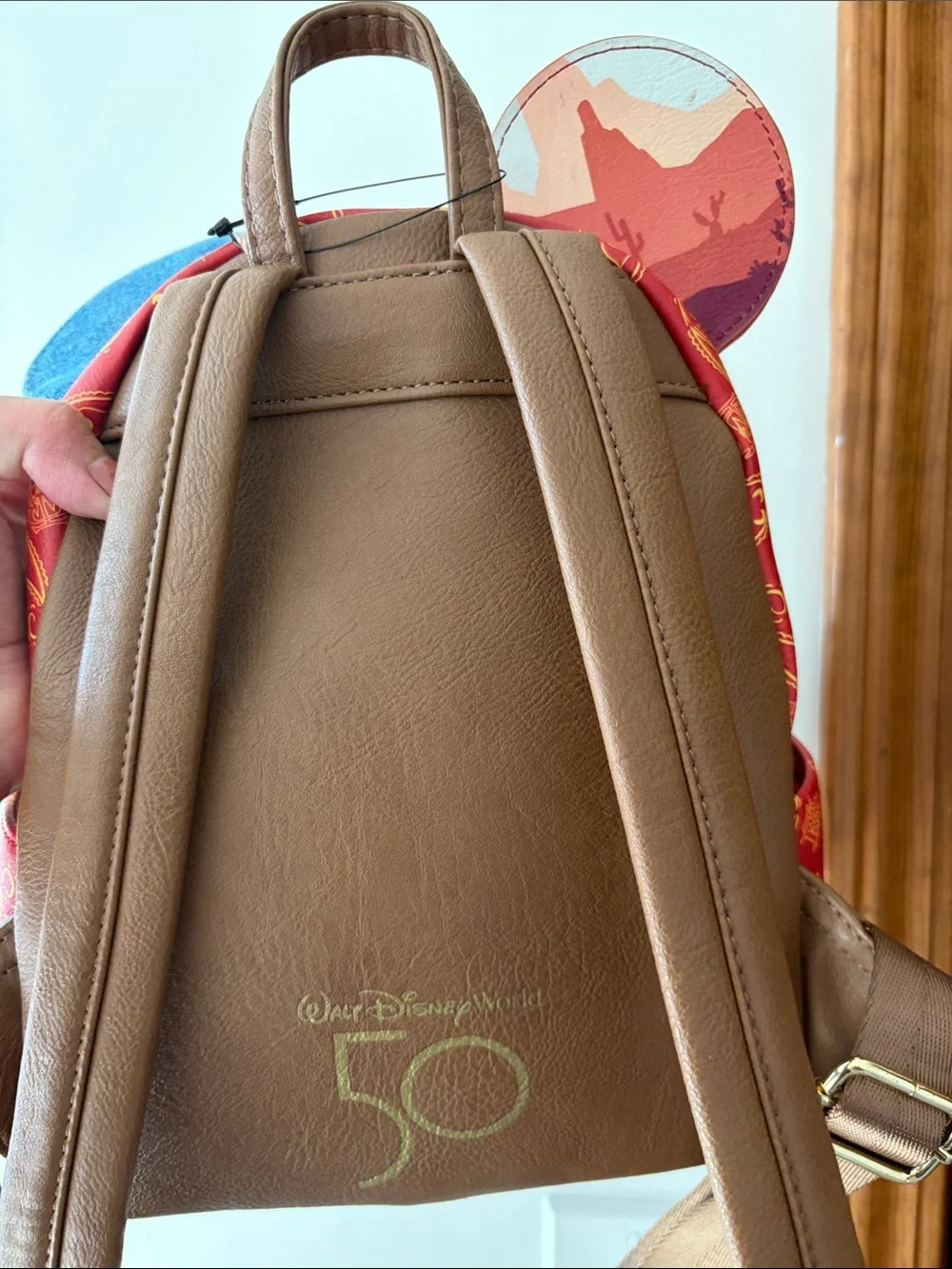 Loungefly Red Paisley Kids Mini Backpack with Denim Front Pocket